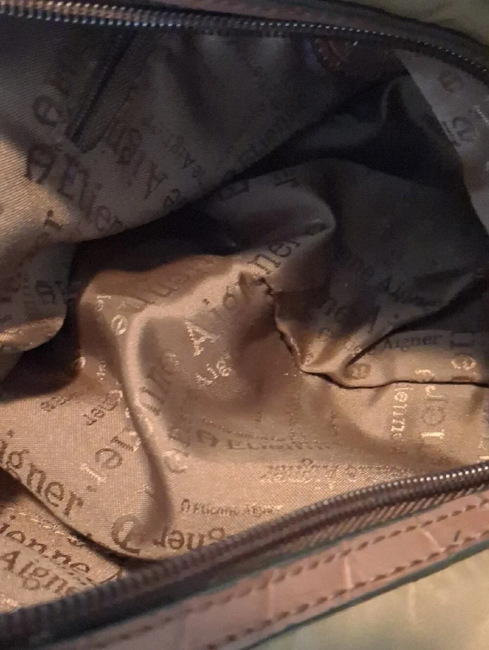Etienne Aigner Olive/Tan Nylon Hobo with Brown Leather Trim